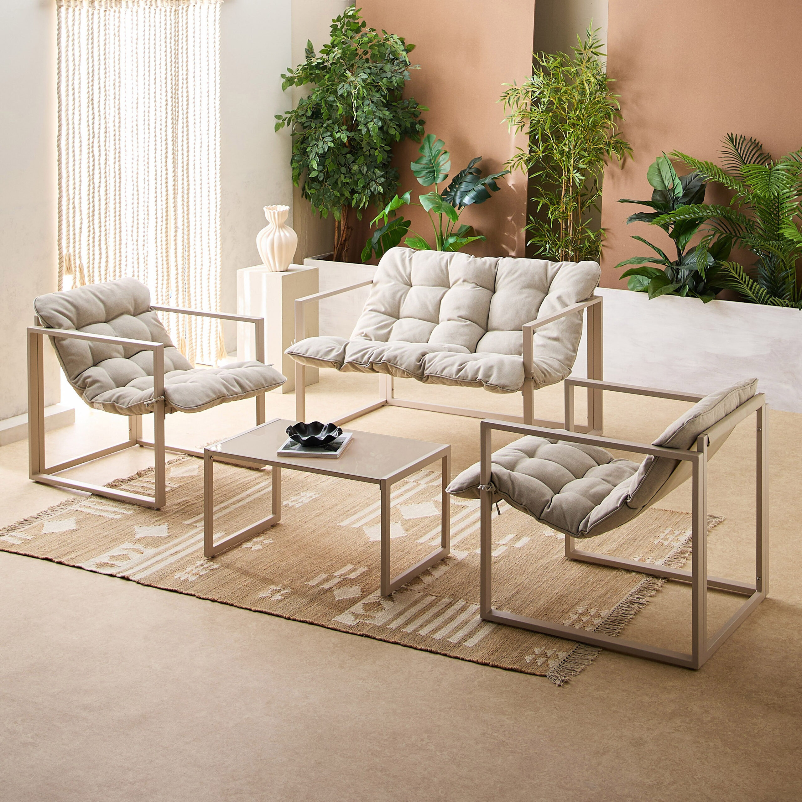 Vera Argon 2+1+1 Outdoor Set with Coffee Table and Cushion