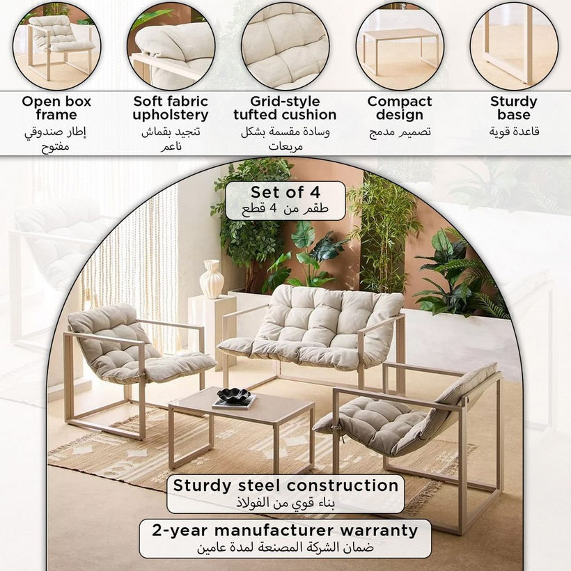 Vera Argon 2+1+1 Outdoor Set with Coffee Table and Cushion - Image 2