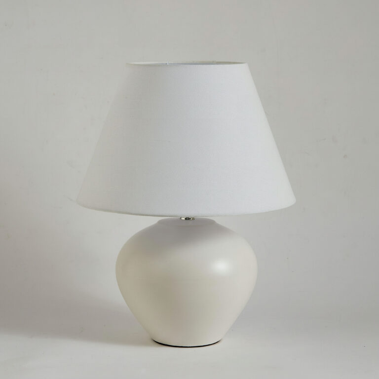 Nash-Zoe Big Size Ceramic Table Lamp with Linen Shade - 35x58 cm