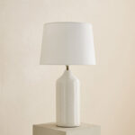 Nash-Zoe Big Size Ceramic Table Lamp with Linen Shade - 16x65 cm