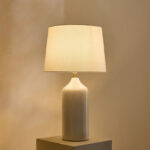 Nash-Zoe Big Size Ceramic Table Lamp with Linen Shade - 16x65 cm