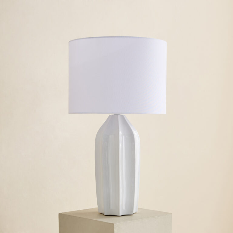 Nash-Zoe Big Size Ceramic Table Lamp with Linen Shade - 18x65 cm