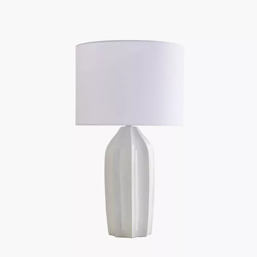 Nash-Zoe Big Size Ceramic Table Lamp with Linen Shade - 18x65 cm - Image 2