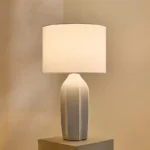 Nash-Zoe Big Size Ceramic Table Lamp with Linen Shade - 18x65 cm