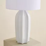 Nash-Zoe Big Size Ceramic Table Lamp with Linen Shade - 18x65 cm