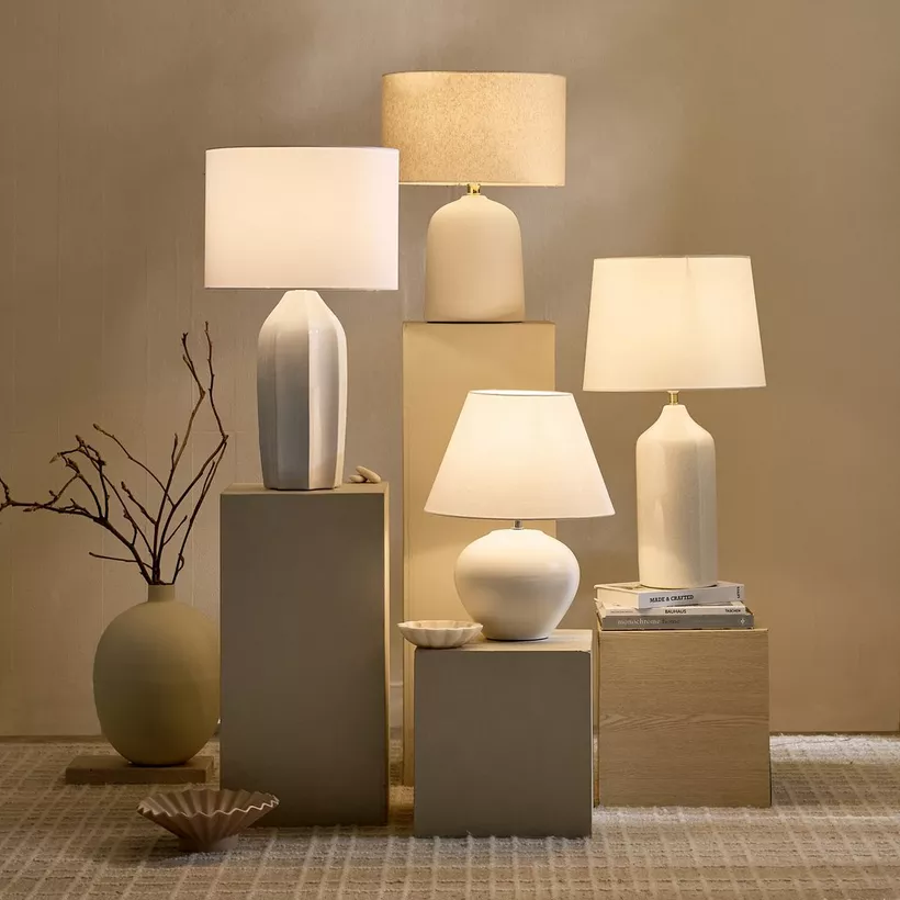 Nash-Zoe Big Size Ceramic Table Lamp with Linen Shade - 18x65 cm - Image 6