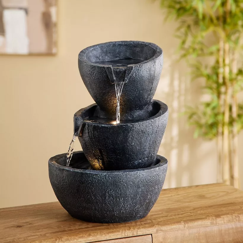 Claro Zen Fountain with LED Lights - 33x33x43 cm - Image 3