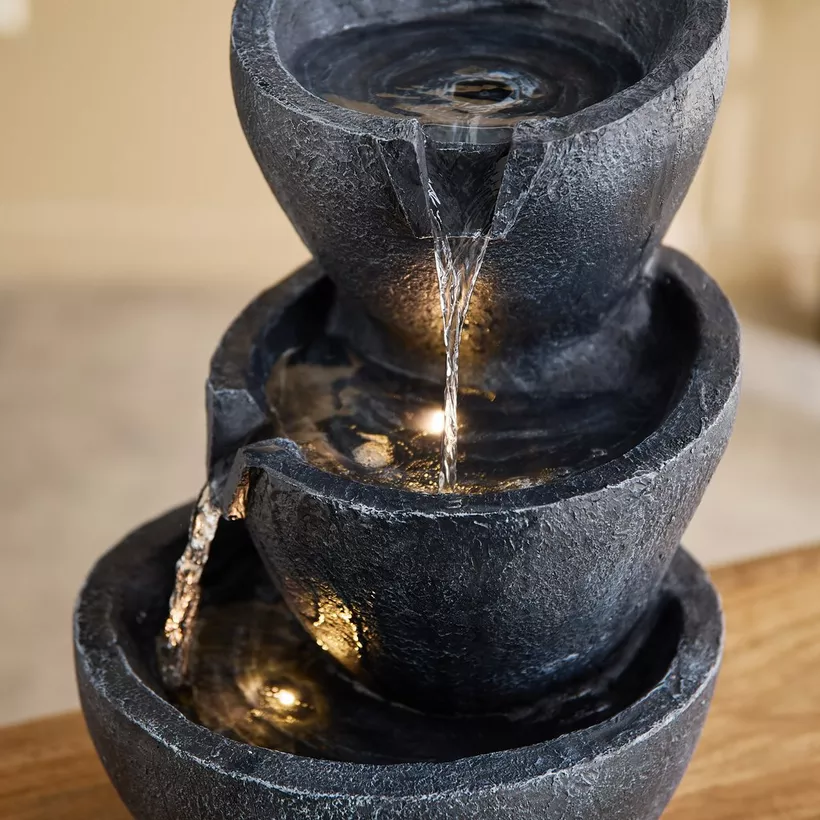 Claro Zen Fountain with LED Lights - 33x33x43 cm - Image 4