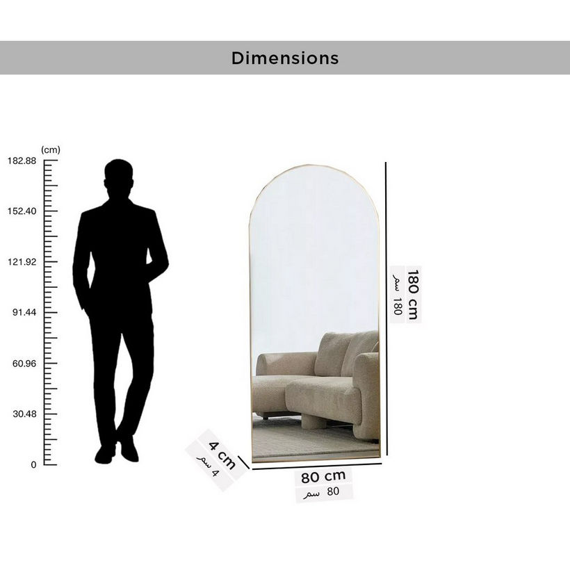 Sabrina Loft Arch Oversized Metal Floor Mirror - 80x180 cm - Image 2