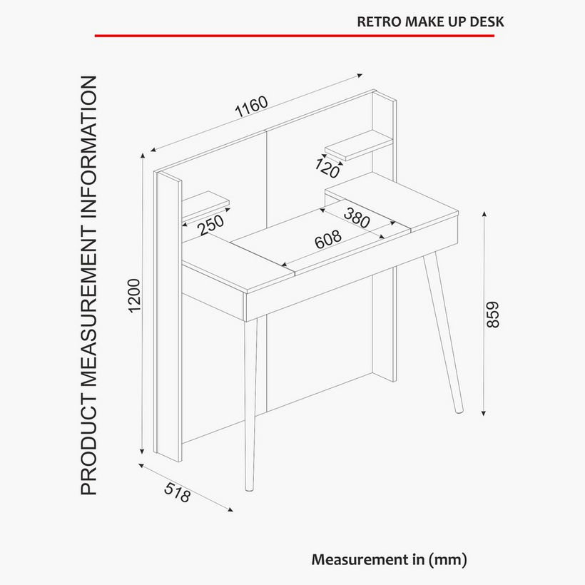 Modulix Retro Vanity Make Up Table with Mirror - Image 9