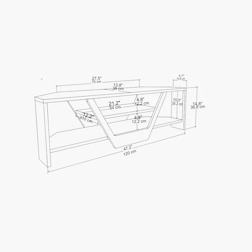 Modulix Opus Chevron Corner TV Unit for TVs upto 32 inches - Image 2