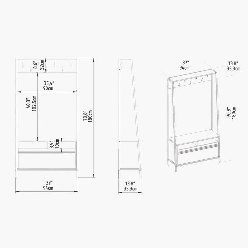 Modulix Alfa Coat Hanger and Shoe Cabinet - Image 8