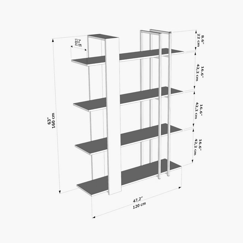 Modulix Alfa 4-Tier Bookcase Display Unit - Image 8