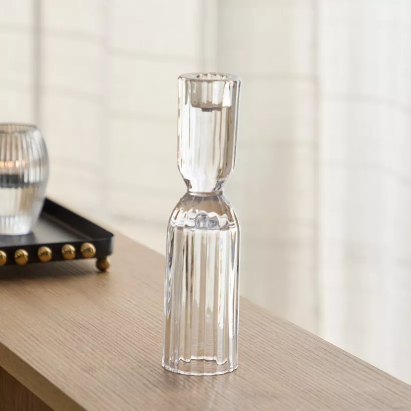 Tamara Heavy Glass Crystalline Candleholder - 5x22 cm - Image 3