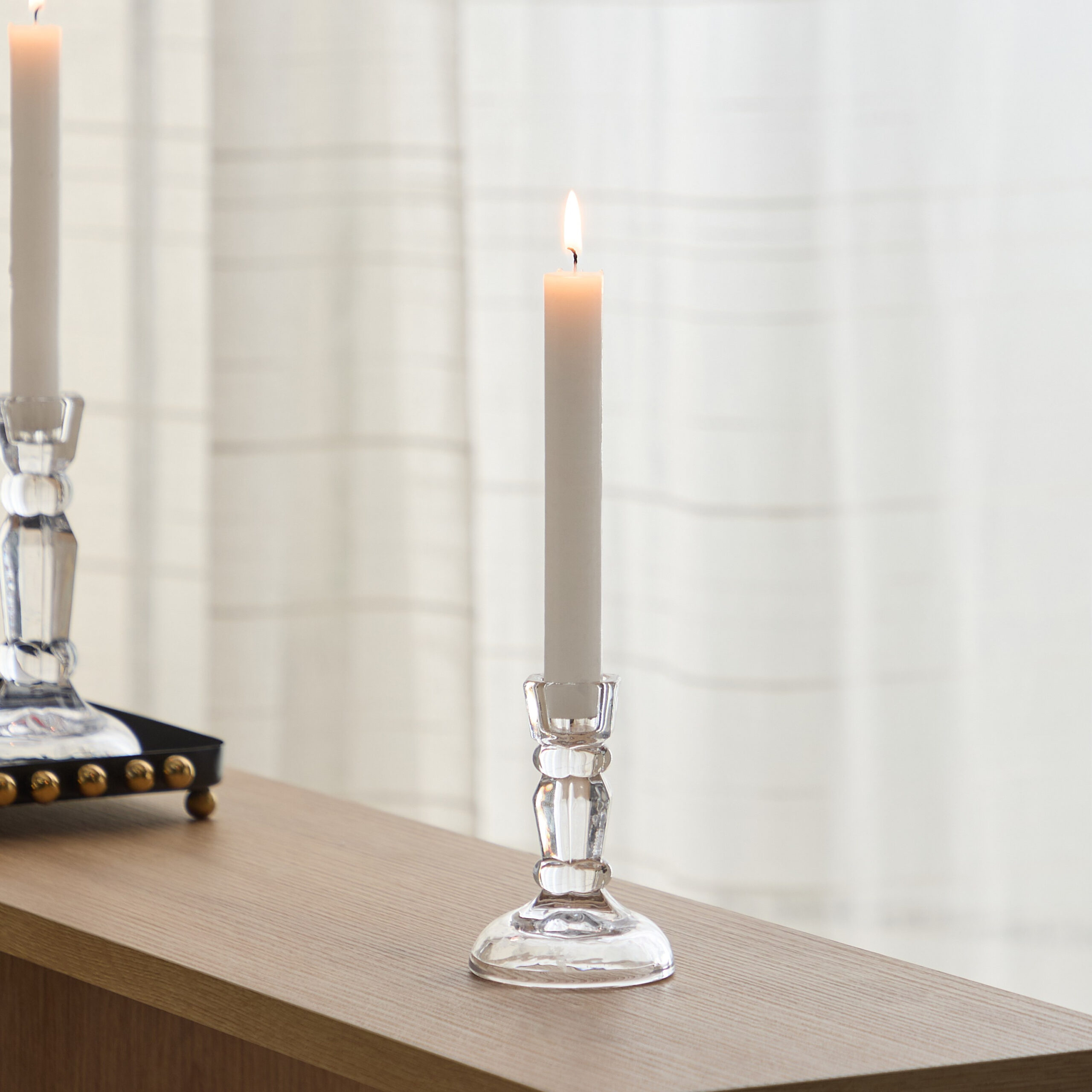 Tamara Heavy Glass Crystalline Clear Small Candleholder - 7x10 cm