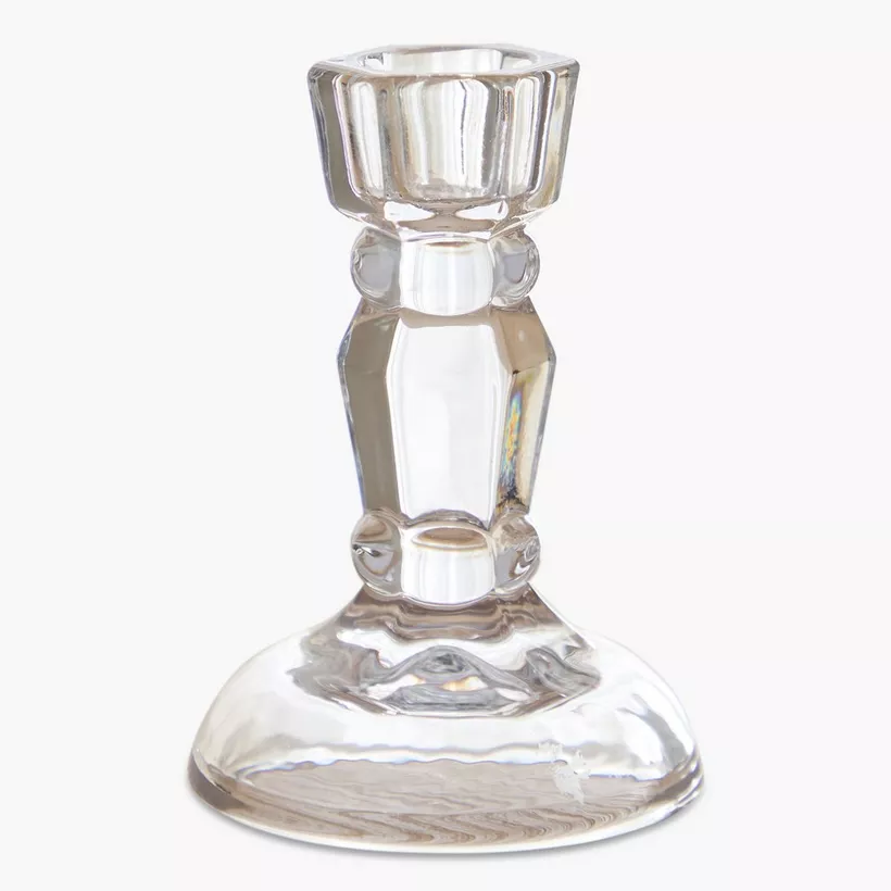 Tamara Heavy Glass Crystalline Clear Small Candleholder - 7x10 cm - Image 2