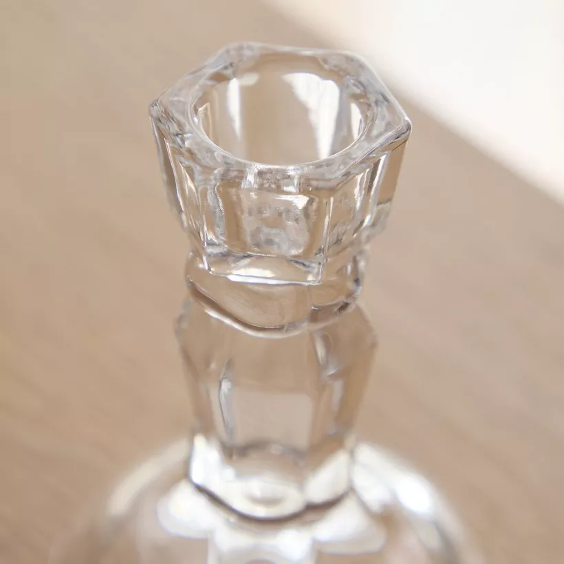 Tamara Heavy Glass Crystalline Clear Small Candleholder - 7x10 cm - Image 4