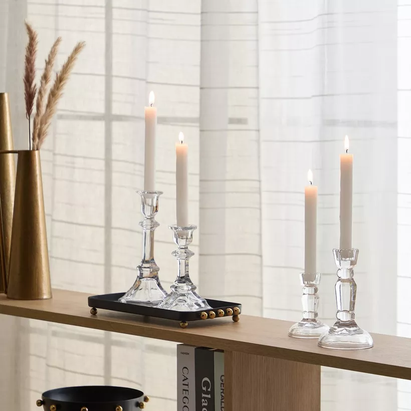 Tamara Heavy Glass Crystalline Clear Small Candleholder - 7x10 cm - Image 5