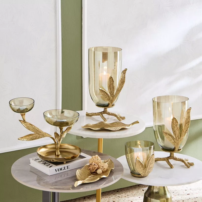 Eternity Bloom Aluminium Leaf Glass Votive - 14.5x14x15 cm - Image 5