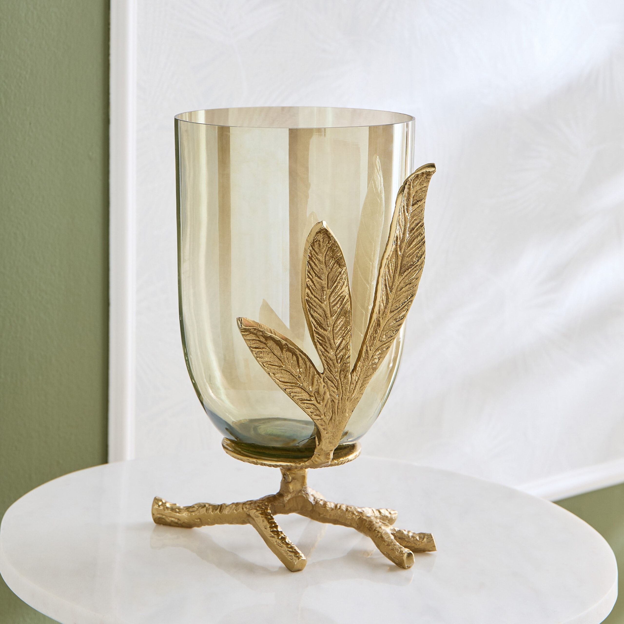 Eternity Bloom Aluminium Leaf Base Vase - 21x19.5x31 cm