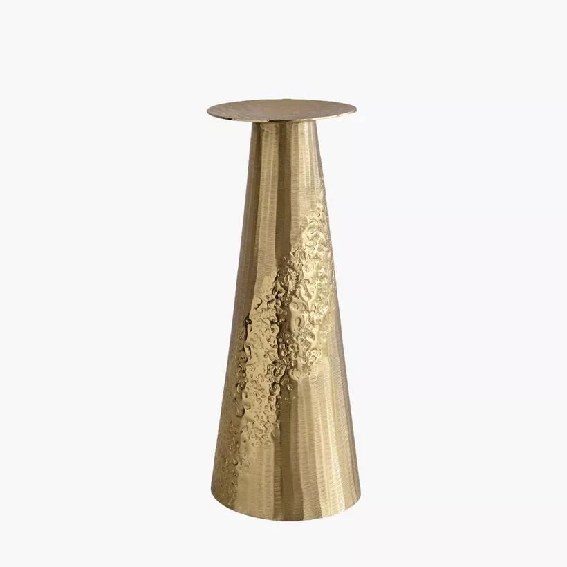 Melrose Litt Aluminium Textured Pillar Candleholder - 12x12x34 cm - Image 2