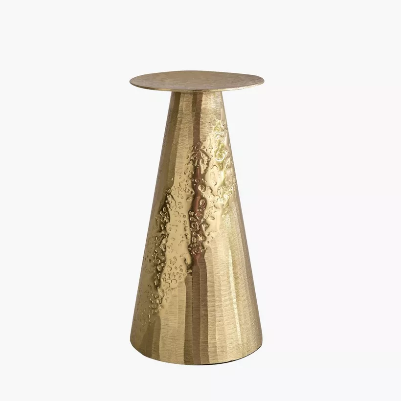 Melrose Litt Aluminium Textured Pillar Candleholder - 12x12x24 cm - Image 2