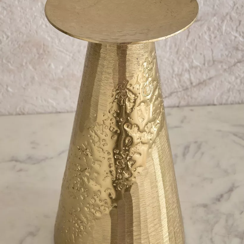 Melrose Litt Aluminium Textured Pillar Candleholder - 12x12x24 cm - Image 4