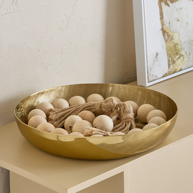 Melrose Litt Aluminium Textured Decorative Round Flat Bowl - 30x30x7 cm - Image 5