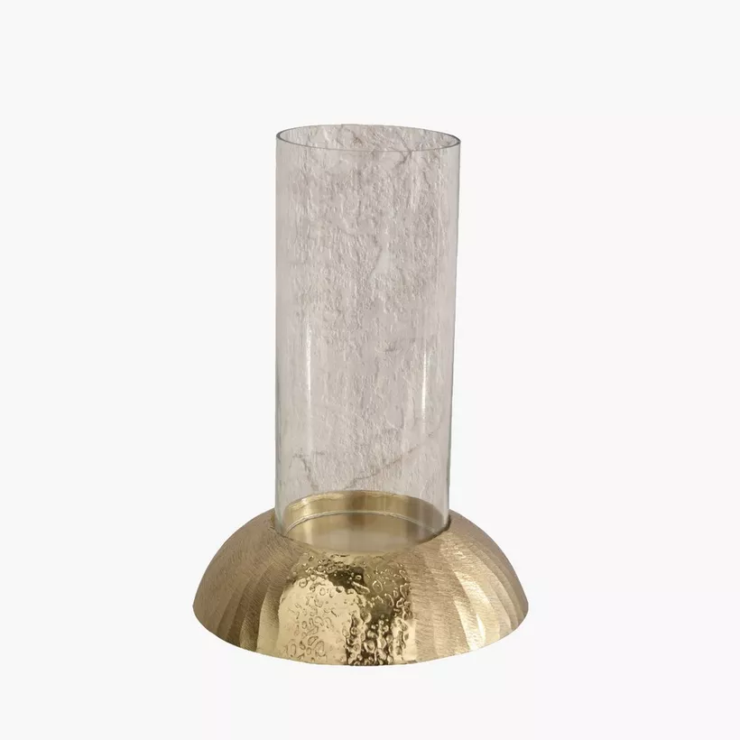 Melrose Litt Glass Hurricane with Aluminium Base - 19x19x28 cm - Image 2