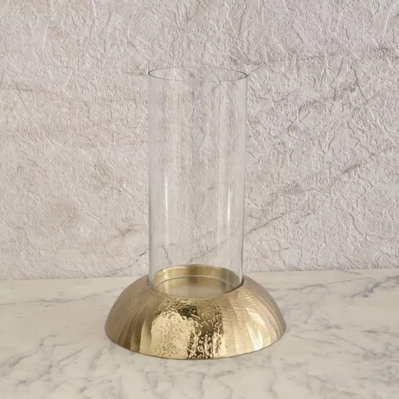 Melrose Litt Glass Hurricane with Aluminium Base - 19x19x28 cm - Image 3