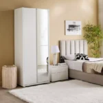 Artisan 2-Door Glossy Wardrobe with Drawer & Mirror