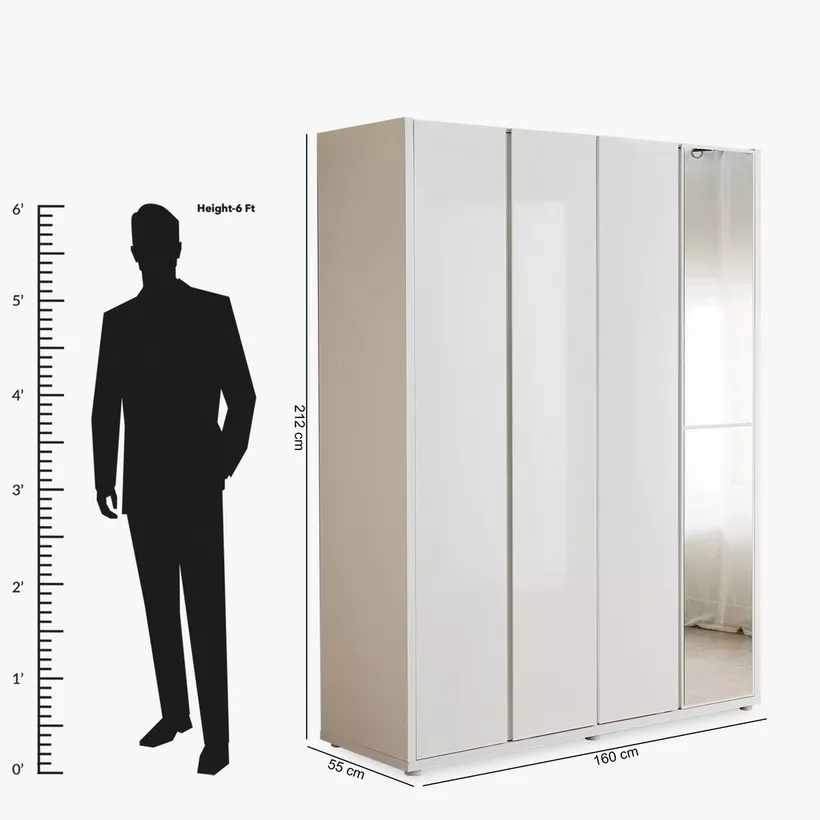 Artisan 4-Door Glossy Wardrobe with Drawer & Mirror - Image 2