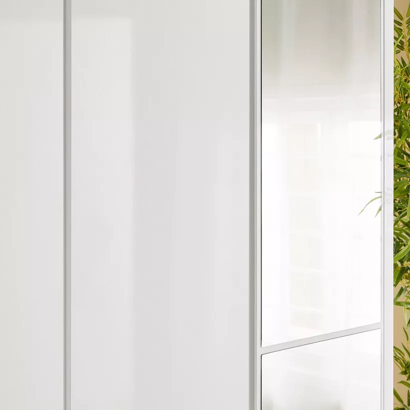 Artisan 4-Door Glossy Wardrobe with Drawer & Mirror - Image 7