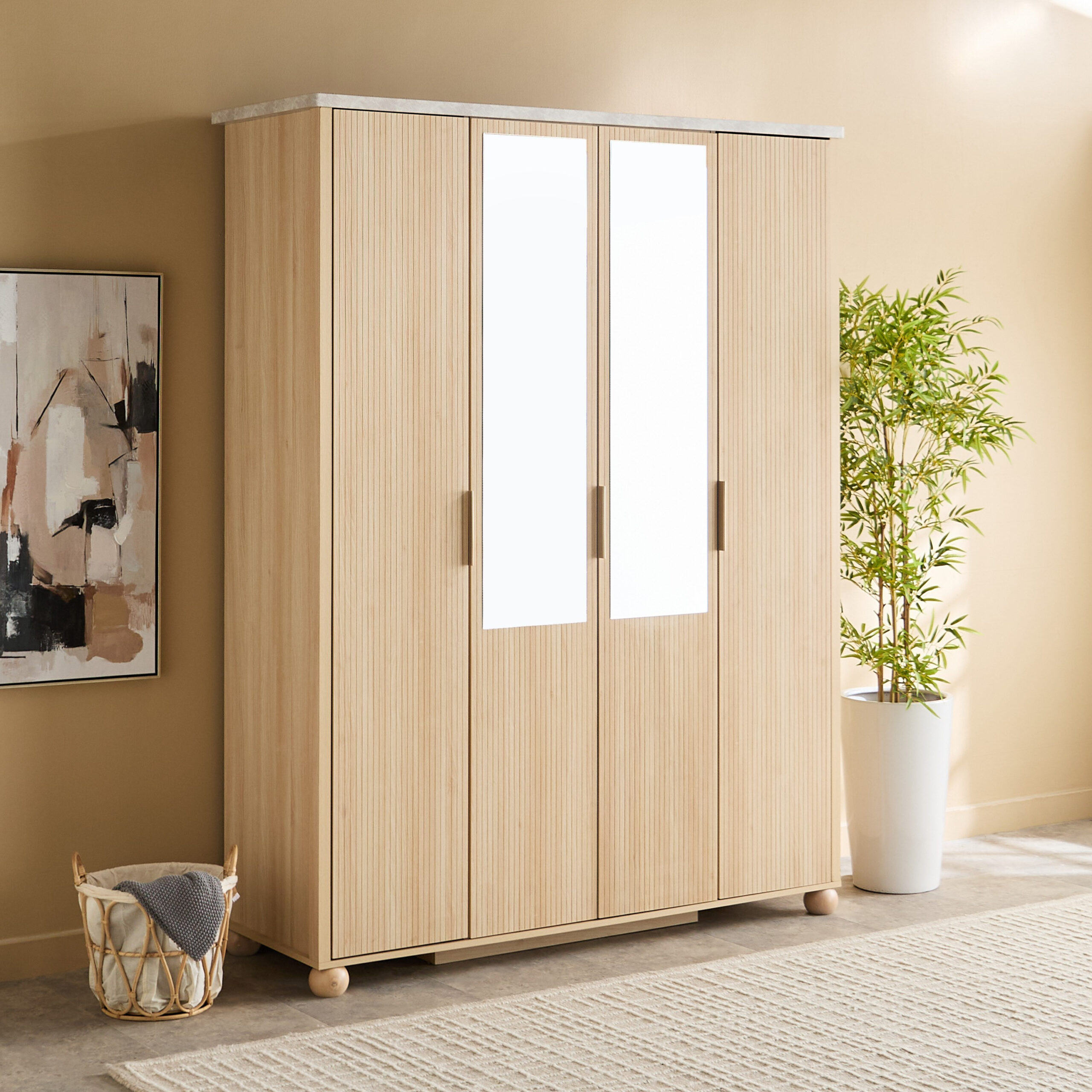 Island 4-Door Wardrobe with 2 Mirror
