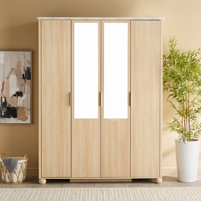 Island 4-Door Wardrobe with 2 Mirror - Image 3