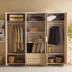 Island 6 Doors Wardrobe with 2 Drawers and Mirror