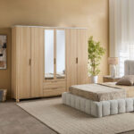Island 6 Doors Wardrobe with 2 Drawers and Mirror