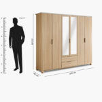 Island 6 Doors Wardrobe with 2 Drawers and Mirror