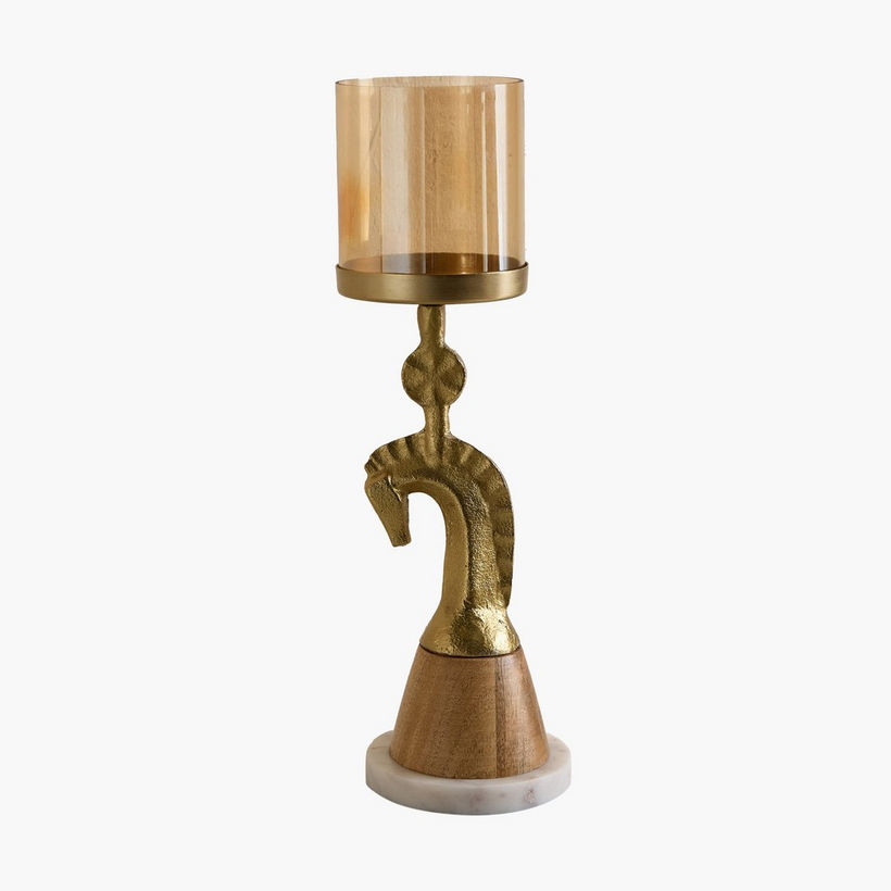 Astro Horse Pillar Candleholder with Glass - 10x10x35 cm - Image 2