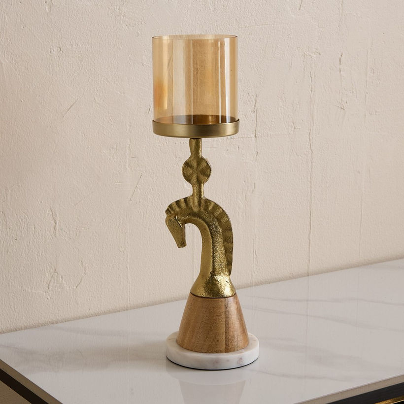 Astro Horse Pillar Candleholder with Glass - 10x10x35 cm - Image 7