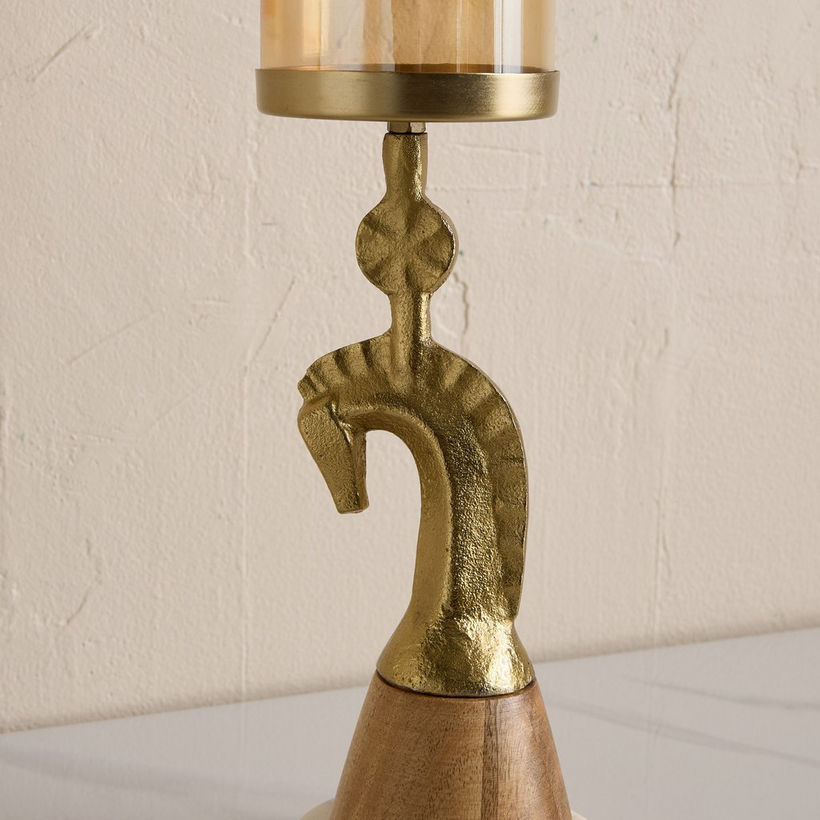 Astro Horse Pillar Candleholder with Glass - 10x10x35 cm - Image 8
