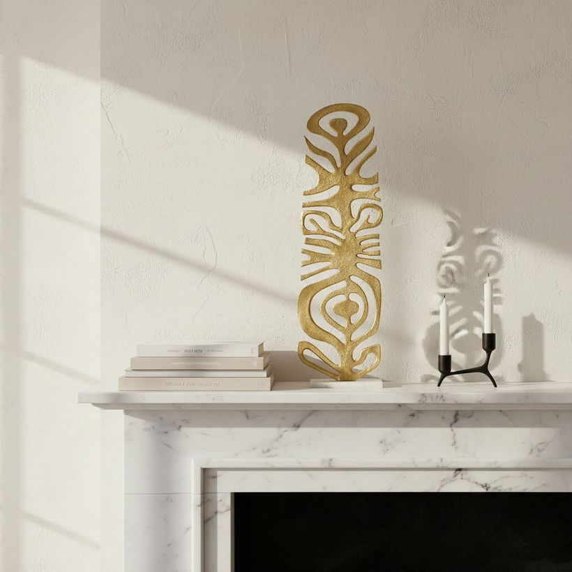 Blake Cutwork Table Accent with Marble Base - 21x8x66 cm - Image 4