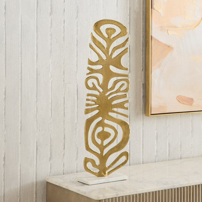 Blake Cutwork Table Accent with Marble Base - 21x8x66 cm - Image 5