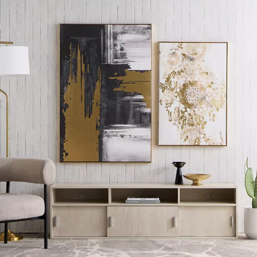 Orson Foil Hand-Painted Abstract Framed Canvas Wall Art - 60x3x90 cm - Image 5
