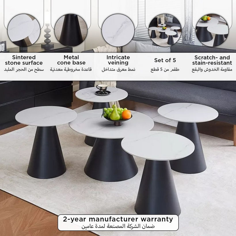 Movo Sphere Sintered Stone Coffee Table - Set of 5 - Image 2