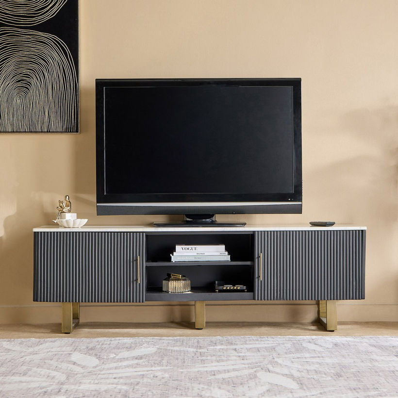 Cavon Fabio Portola 1.6 Metre Solid Wood TV Unit with Genuine Marble Top for TVs up to 70 inches - Image 3