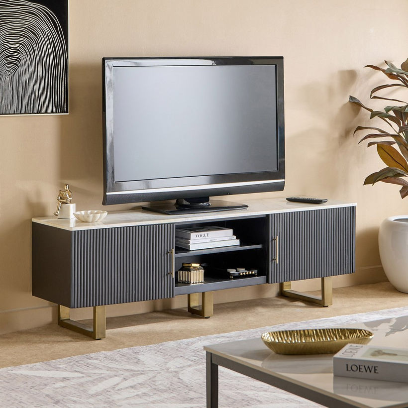 Cavon Fabio Portola 1.6 Metre Solid Wood TV Unit with Genuine Marble Top for TVs up to 70 inches - Image 10
