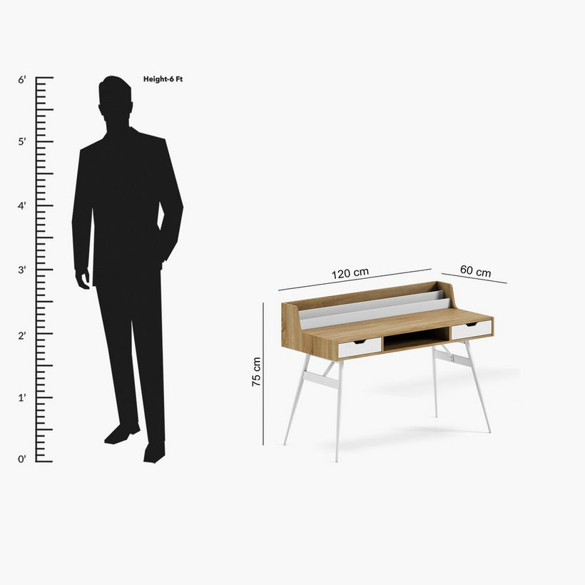Movo Jade 2-Drawer Study Desk with Book Holder - Image 2