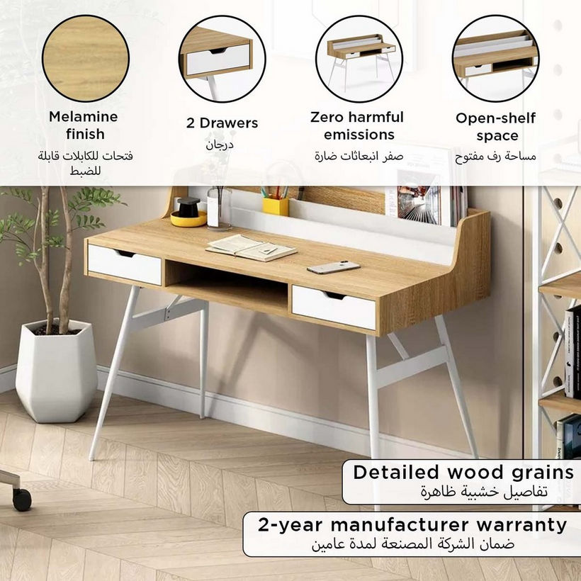 Movo Jade 2-Drawer Study Desk with Book Holder - Image 11