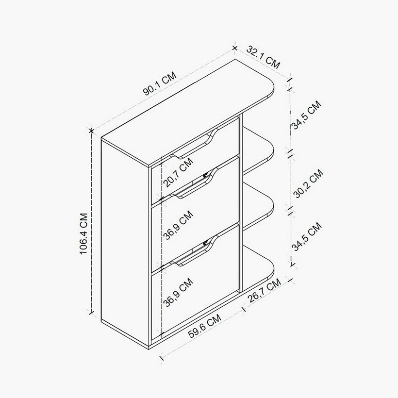 Modulix Fargo Smyrna 8-Pair 2-Door Shoe Cabinet with 1-Drawer - Image 5